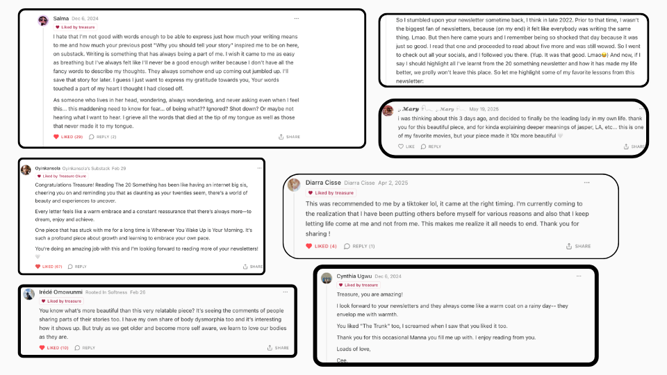 Reader responses to The 20 Something Newsletter