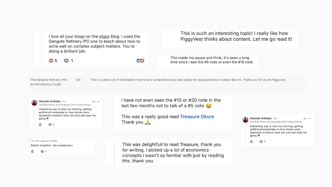 Reader comments on the Piggyvest explainers