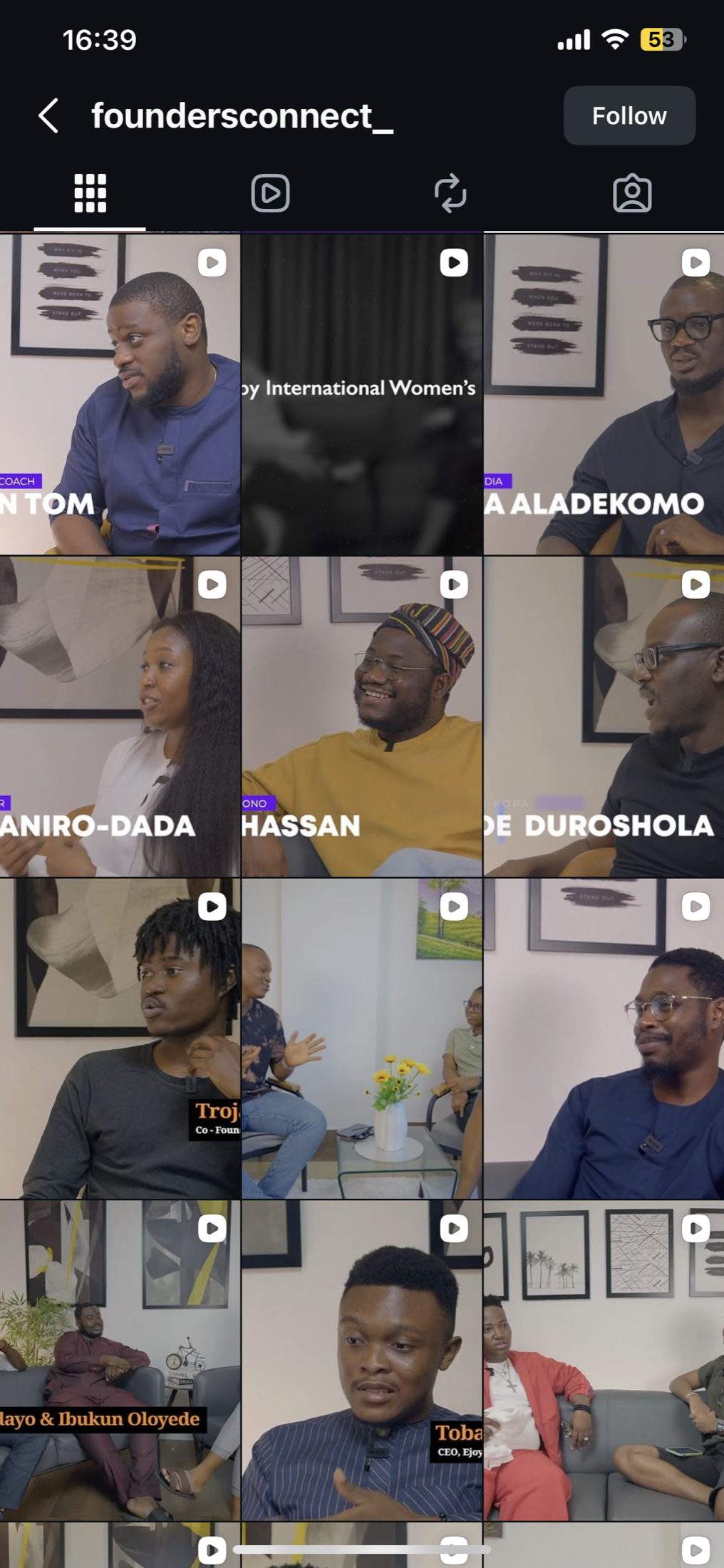 Founders Connect Instagram feed before